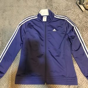 Adidas navy and grey striped track jacket